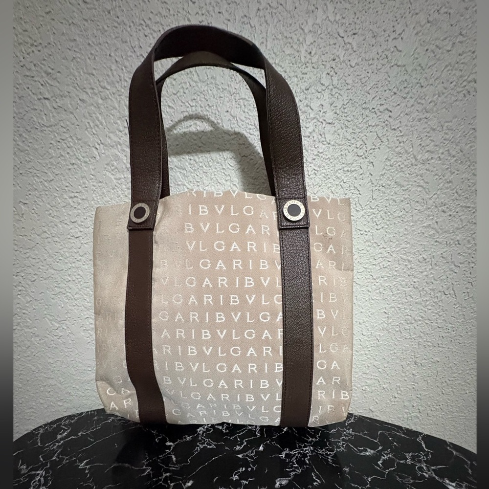 Bvlgari Logomania Canvas Tote w/Matching Detachable Clutch VERY minor wear EUC